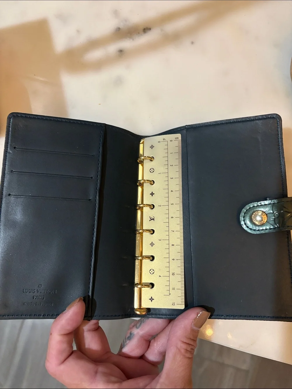 Authentic Louis Vuitton Emerald Green Monogram Vernis Leather Card & Agenda